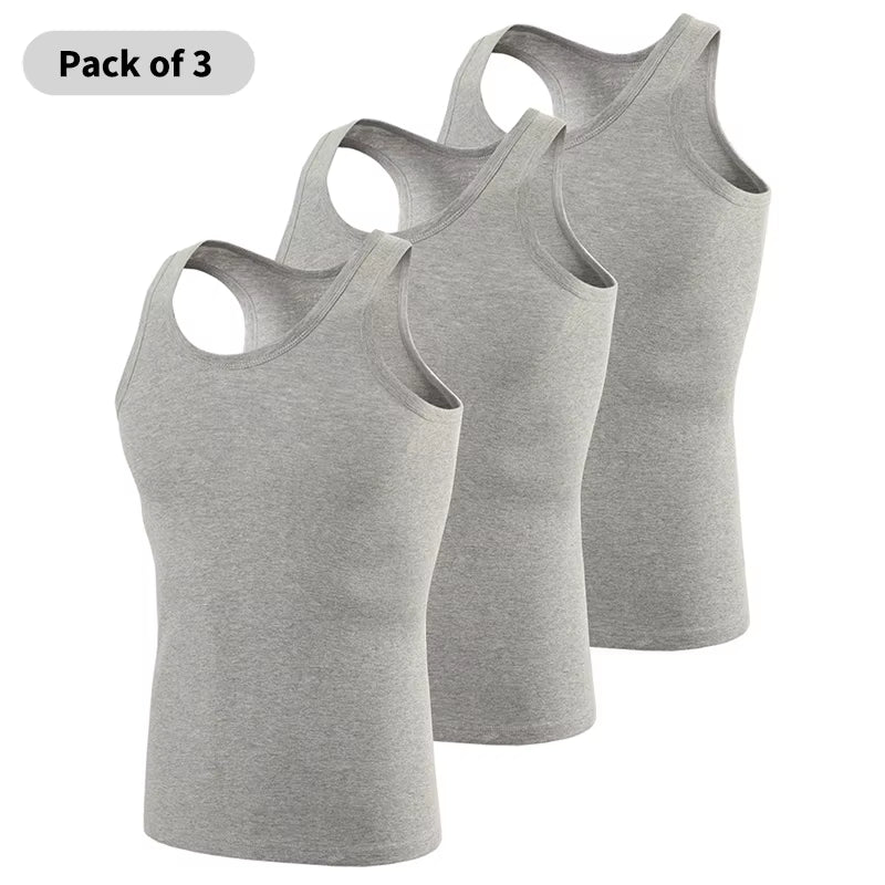 Paquete de playeras de algodón sin mangas para hombre, de corte sencillo, deportivo, informal.
