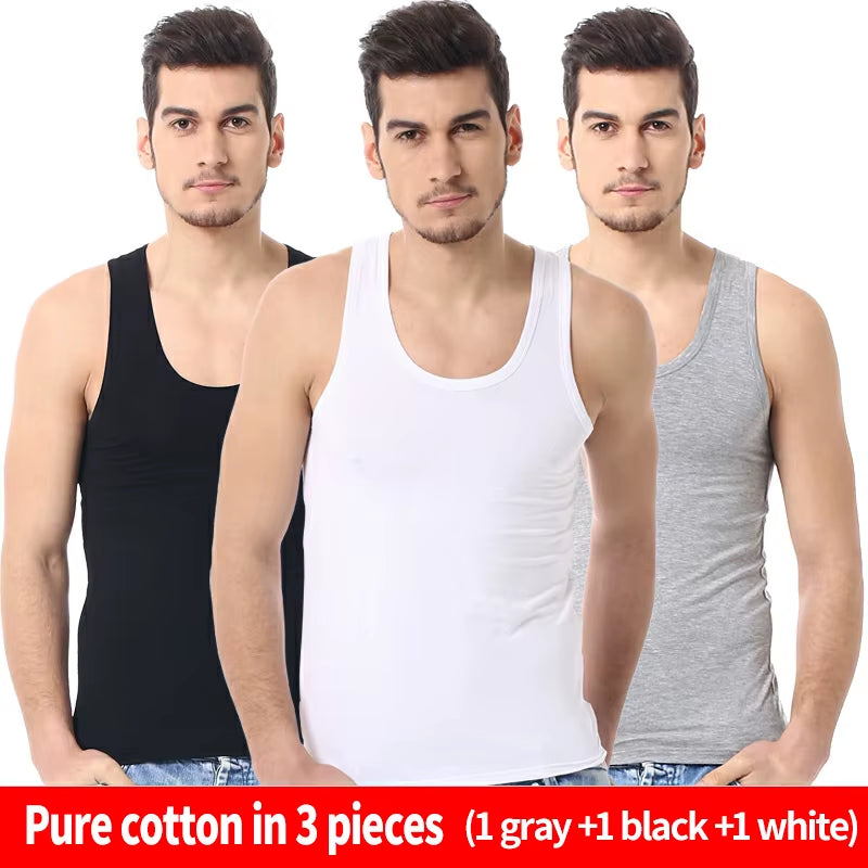 Paquete de playeras de algodón sin mangas para hombre, de corte sencillo, deportivo, informal.