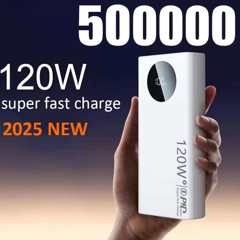 120W 50000Mah Cargador portátil de batería de alta capacidad y carga rápida para iPhone, Samsung y Huawei