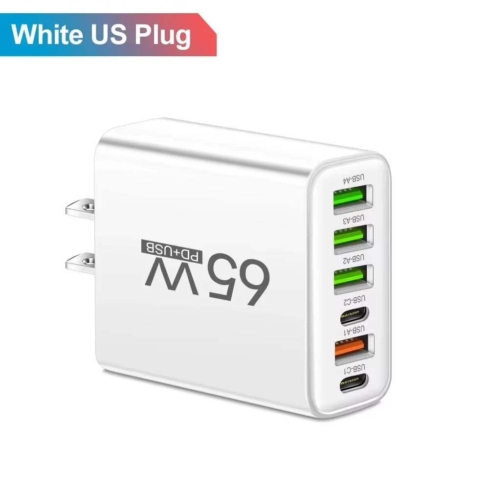 Cargador USB C de 65 W PD de carga rápida para teléfono móvil samsung, huawei, xiaomi, iphone 15, 16