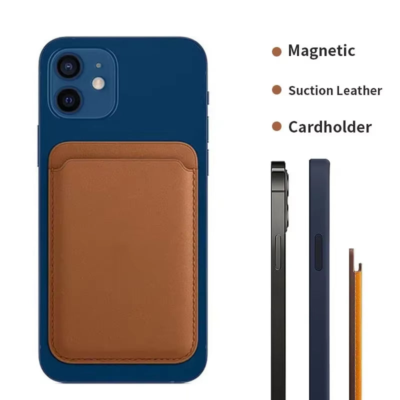 Funda magnética de cuero de lujo con tarjetero Magsafe para iPhone 14 Pro Max 13 12