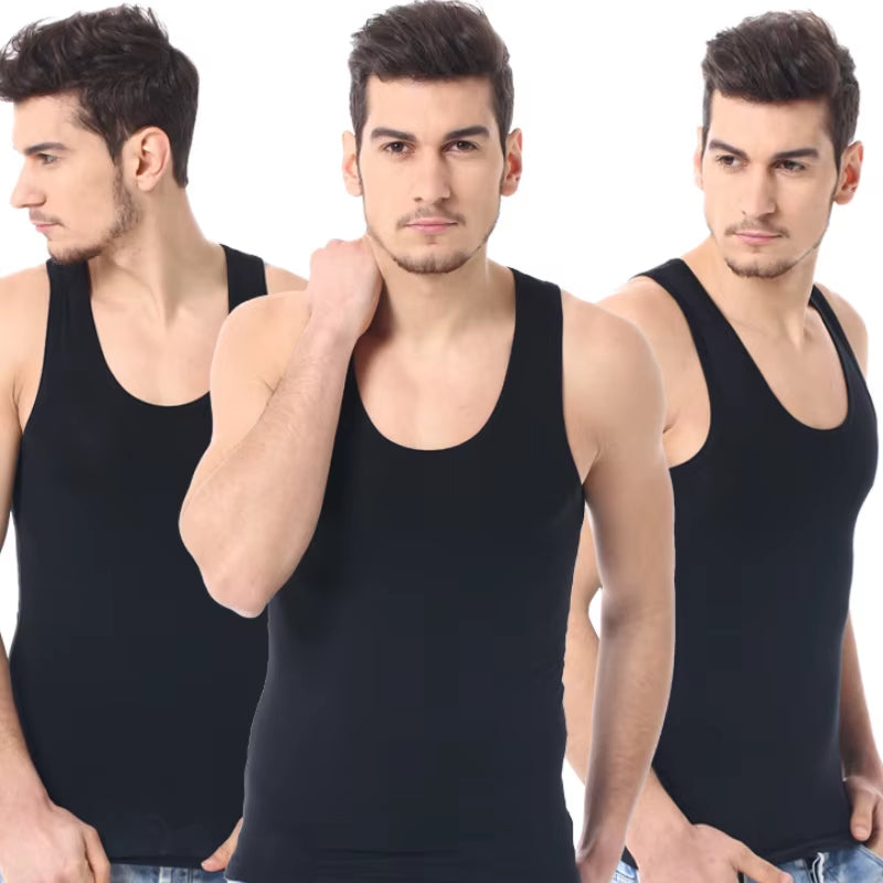 Paquete de playeras de algodón sin mangas para hombre, de corte sencillo, deportivo, informal.