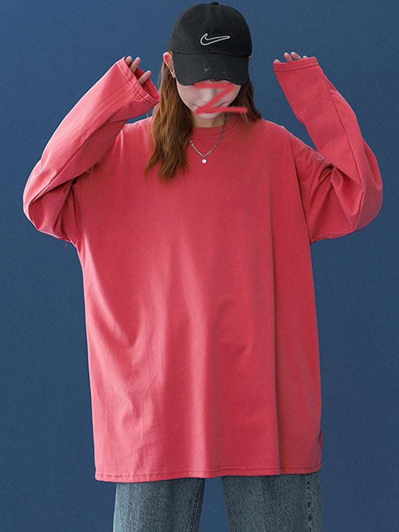 Camiseta de algodón de manga larga para mujer