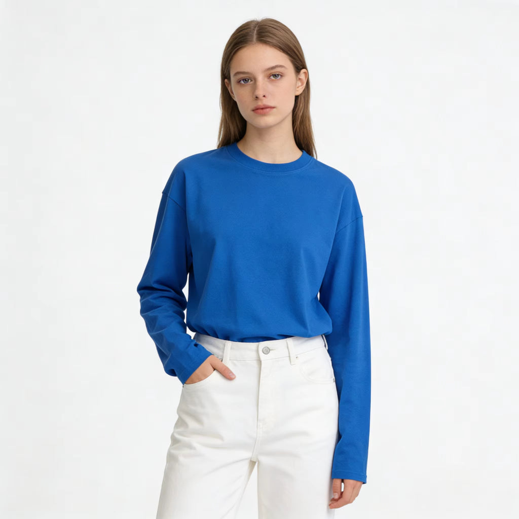 Camiseta de algodón de manga larga para mujer