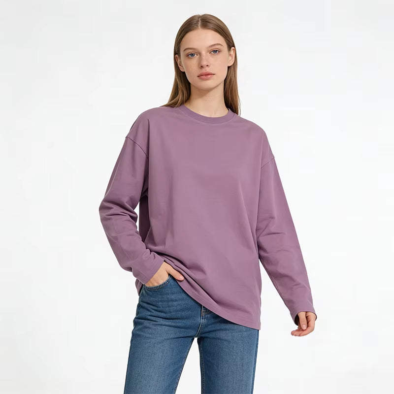 Camiseta de algodón de manga larga para mujer