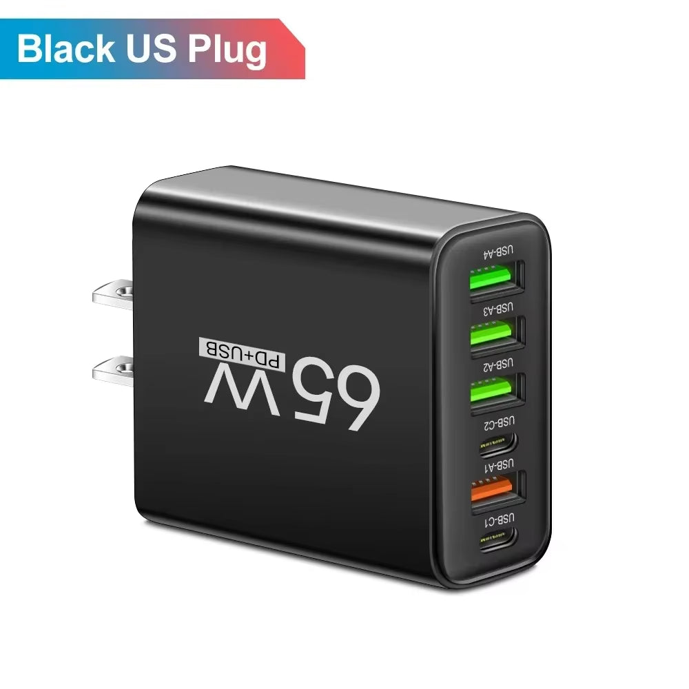 Cargador USB C de 65 W PD de carga rápida para teléfono móvil samsung, huawei, xiaomi, iphone 15, 16