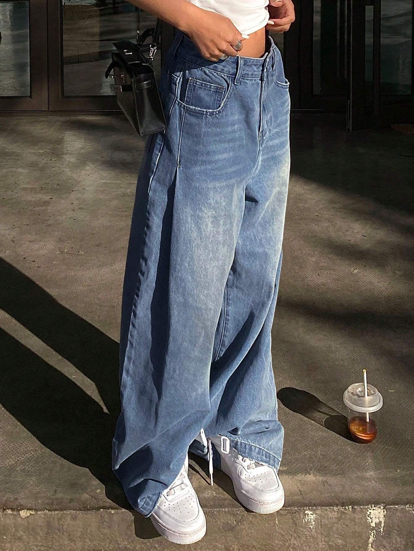 Baggy Jeans para mujer, diseño desgastado
