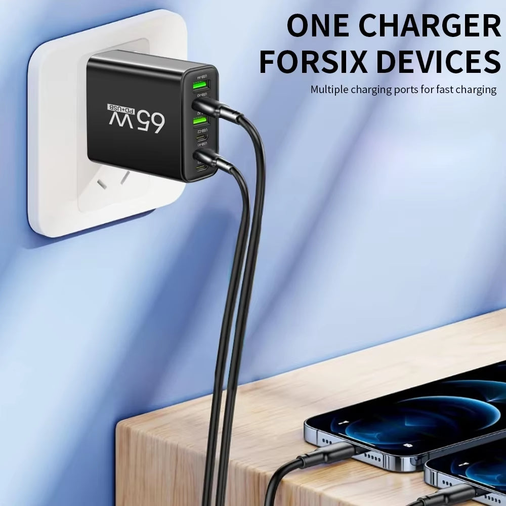 Cargador USB C de 65 W PD de carga rápida para teléfono móvil samsung, huawei, xiaomi, iphone 15, 16