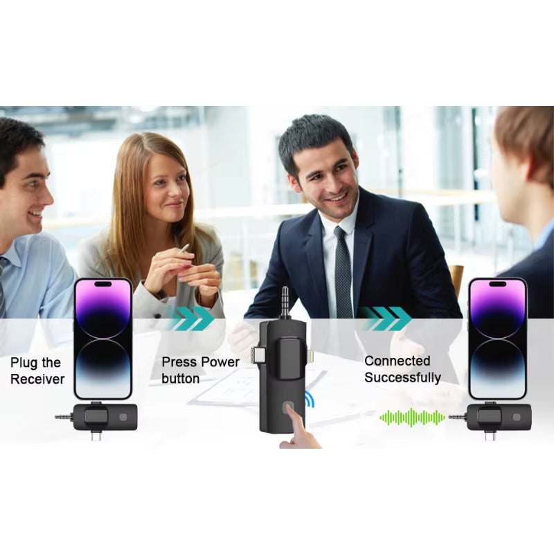 Micrófono inalámbrico profesional 4 en 1 para iPhone y Android