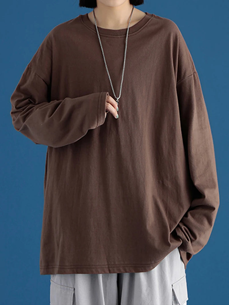 Camiseta de algodón de manga larga para mujer