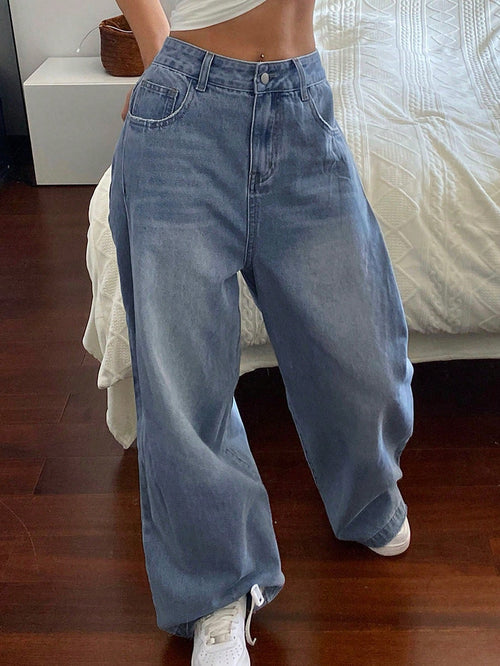 Baggy Jeans para mujer, diseño desgastado