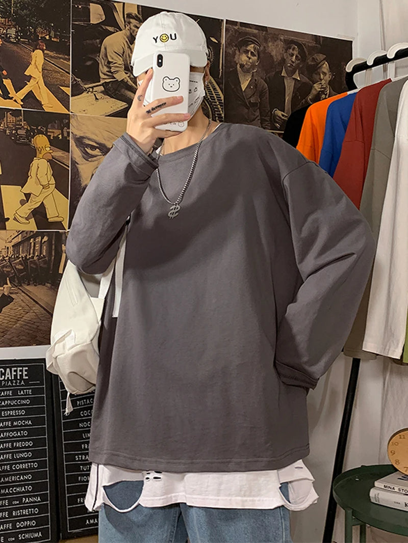 Camiseta de algodón de manga larga para mujer