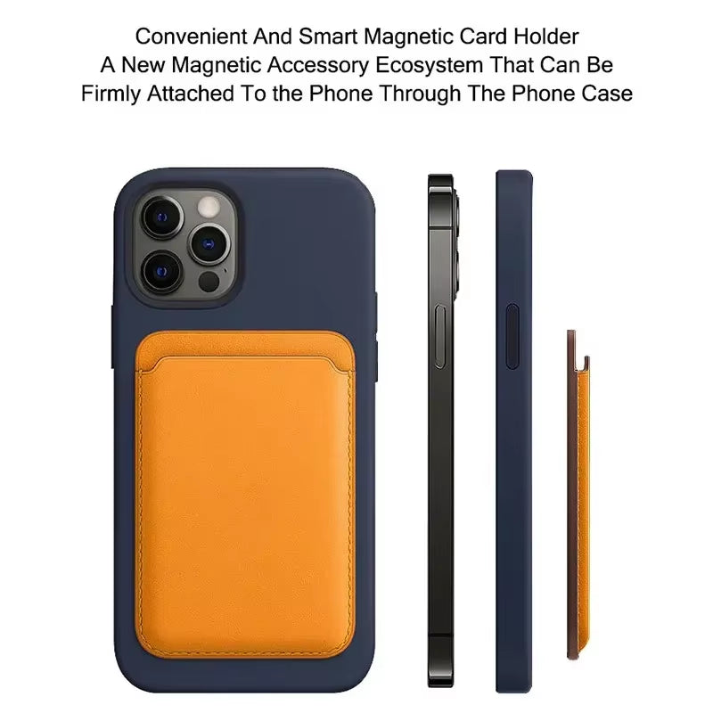 Funda magnética de cuero de lujo con tarjetero Magsafe para iPhone 14 Pro Max 13 12