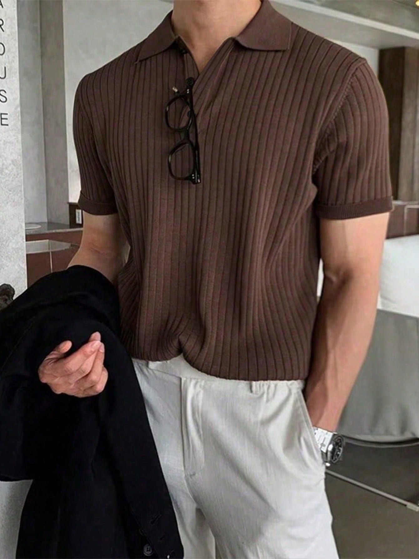 Playera tipo polo de punto estilo Old Money