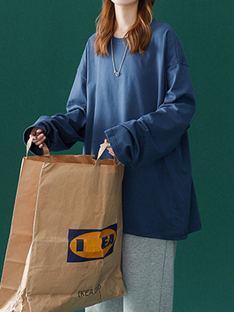 Camiseta de algodón de manga larga para mujer