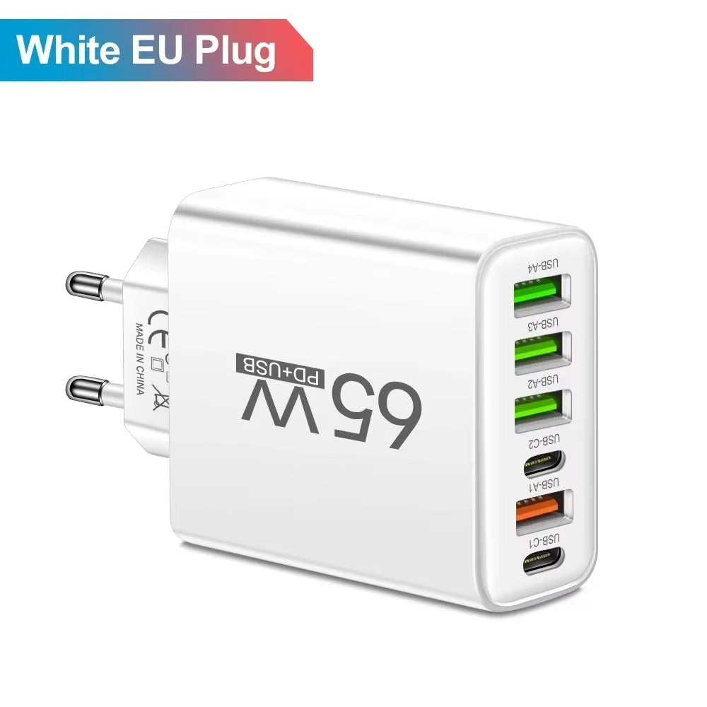Cargador USB C de 65 W PD de carga rápida para teléfono móvil samsung, huawei, xiaomi, iphone 15, 16