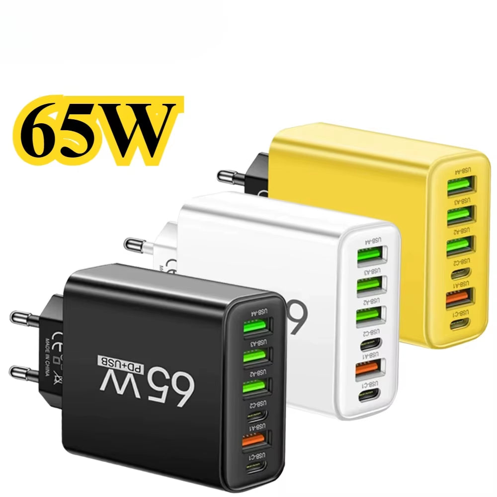 Cargador USB C de 65 W PD de carga rápida para teléfono móvil samsung, huawei, xiaomi, iphone 15, 16