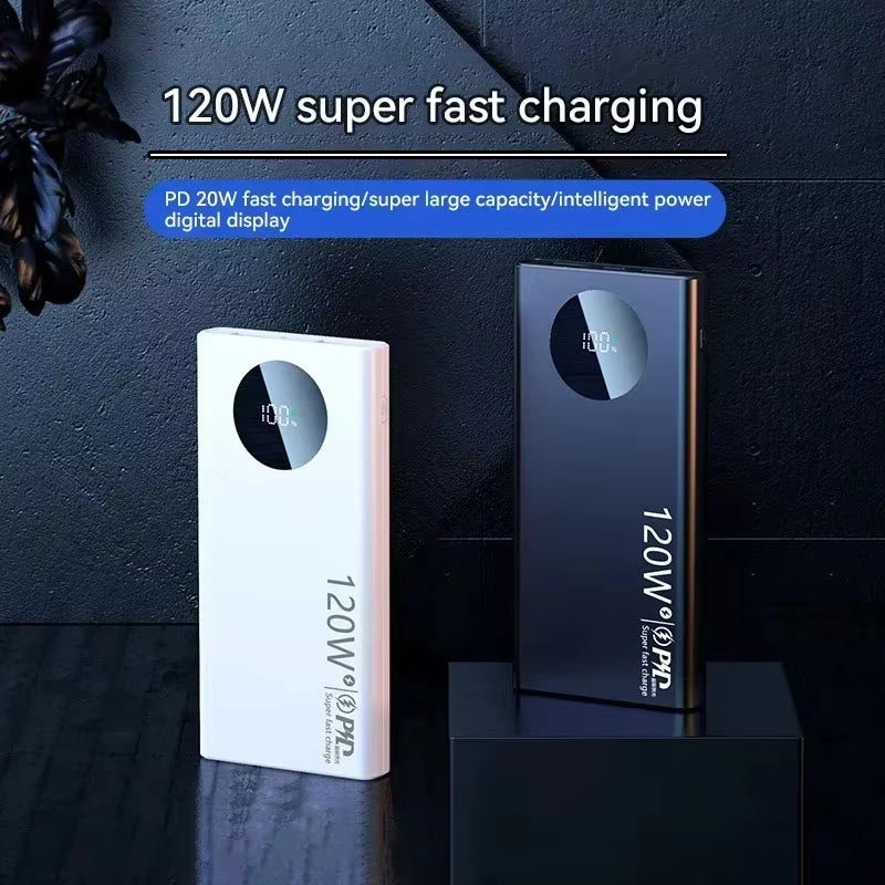 120W 50000Mah Cargador portátil de batería de alta capacidad y carga rápida para iPhone, Samsung y Huawei